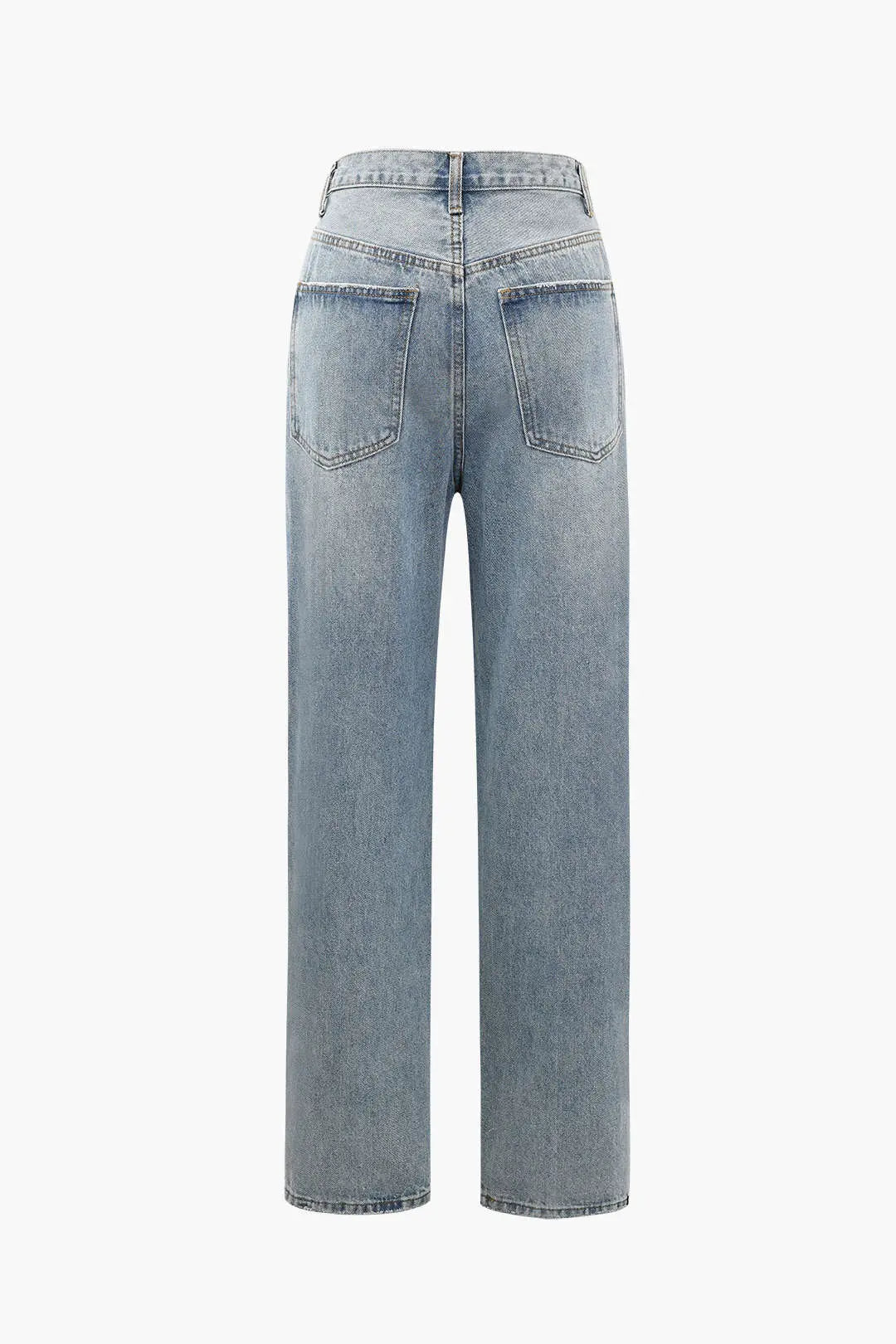 MEWE | Asymmetric High-Waisted Straight-Leg Jeans with Waistband