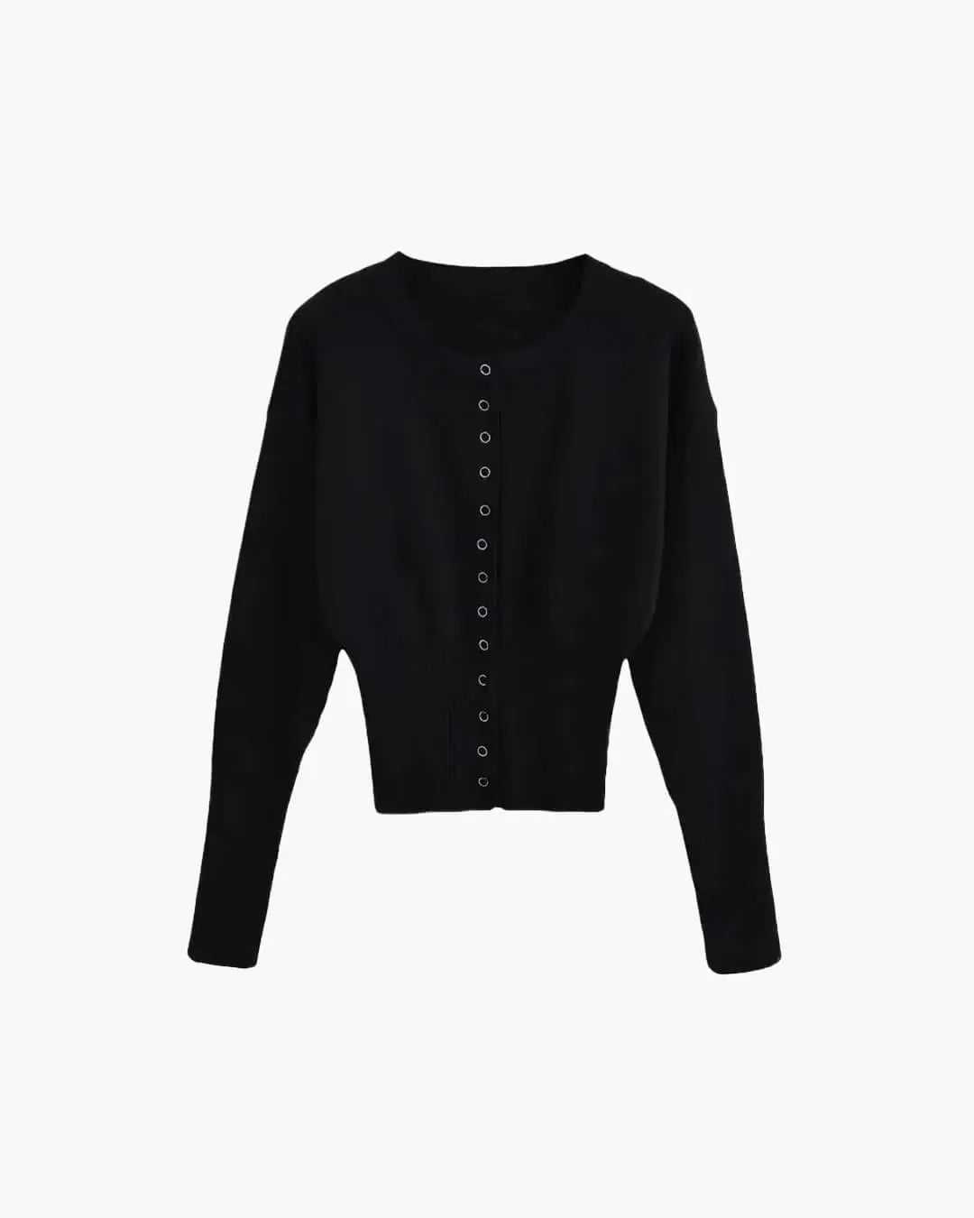 MEWE | Button-Up Knit Cardigan with Round Neckline and Ribbed Detailing Mewe London
