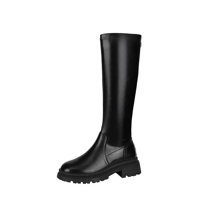 MEWE | Chunky Knee-High Platform Boots with Back Zip Mewe London