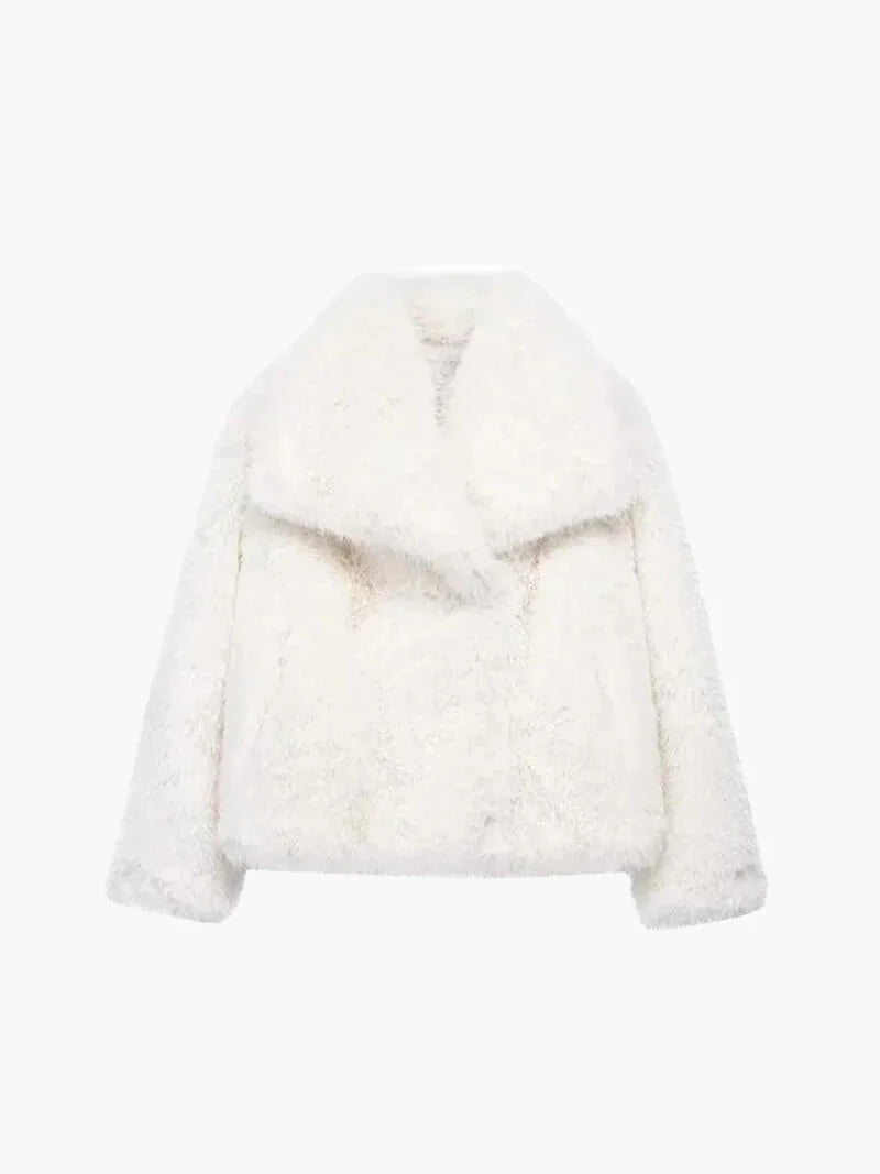 MEWE | Faux Fur Coat with Wide Lapel Collar