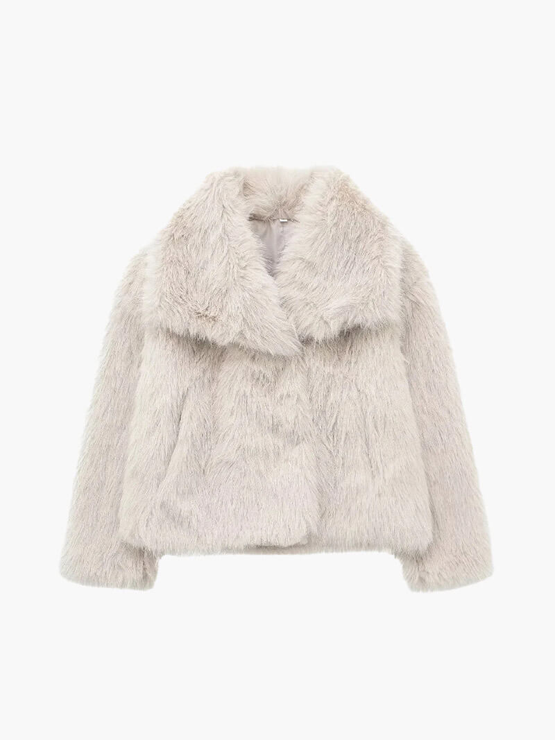 MEWE | Faux Fur Coat with Wide Lapel Collar