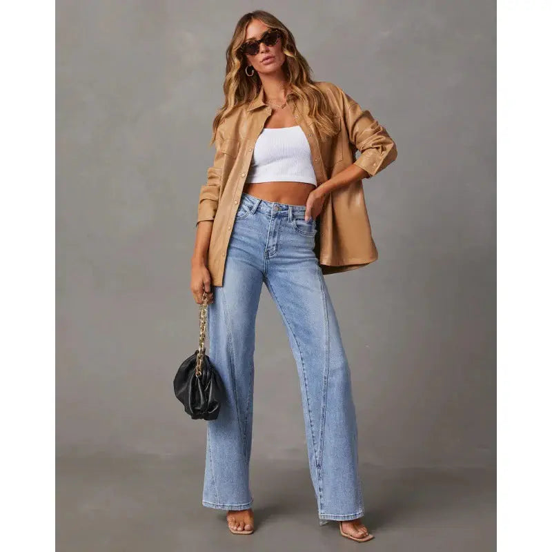 MEWE | High-Rise Wide-Leg Denim Jeans with Front Seam Mewe London