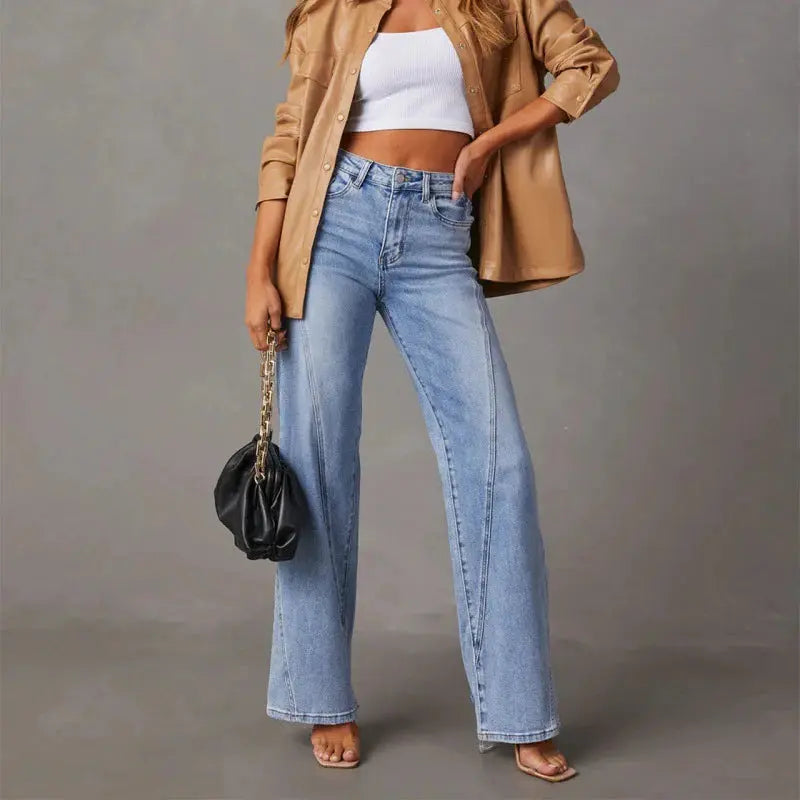 MEWE | High-Rise Wide-Leg Denim Jeans with Front Seam Mewe London