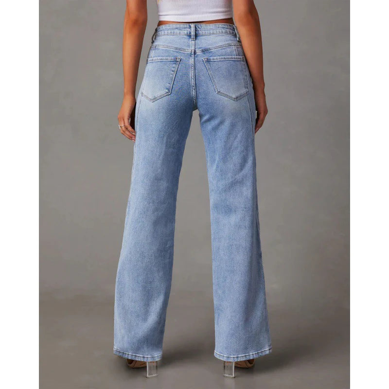 MEWE | High-Rise Wide-Leg Denim Jeans with Front Seam