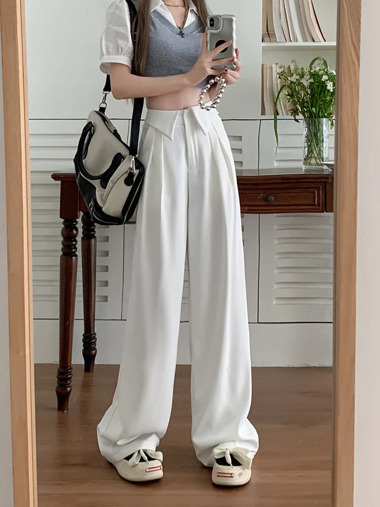 MEWE | High Waist Pleated Wide Leg Trousers