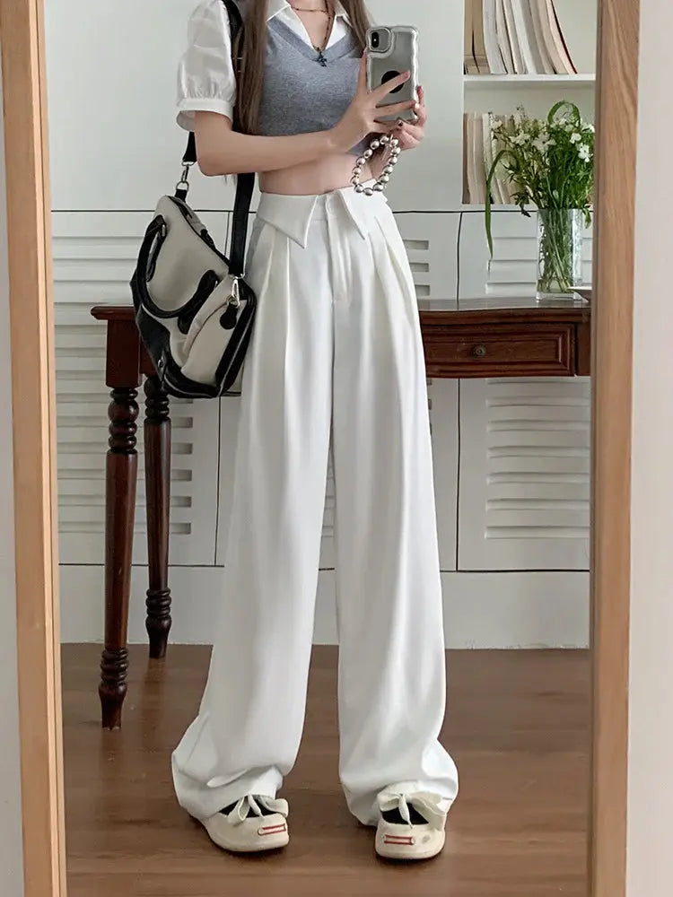 MEWE | High Waist Pleated Wide Leg Trousers Mewe London