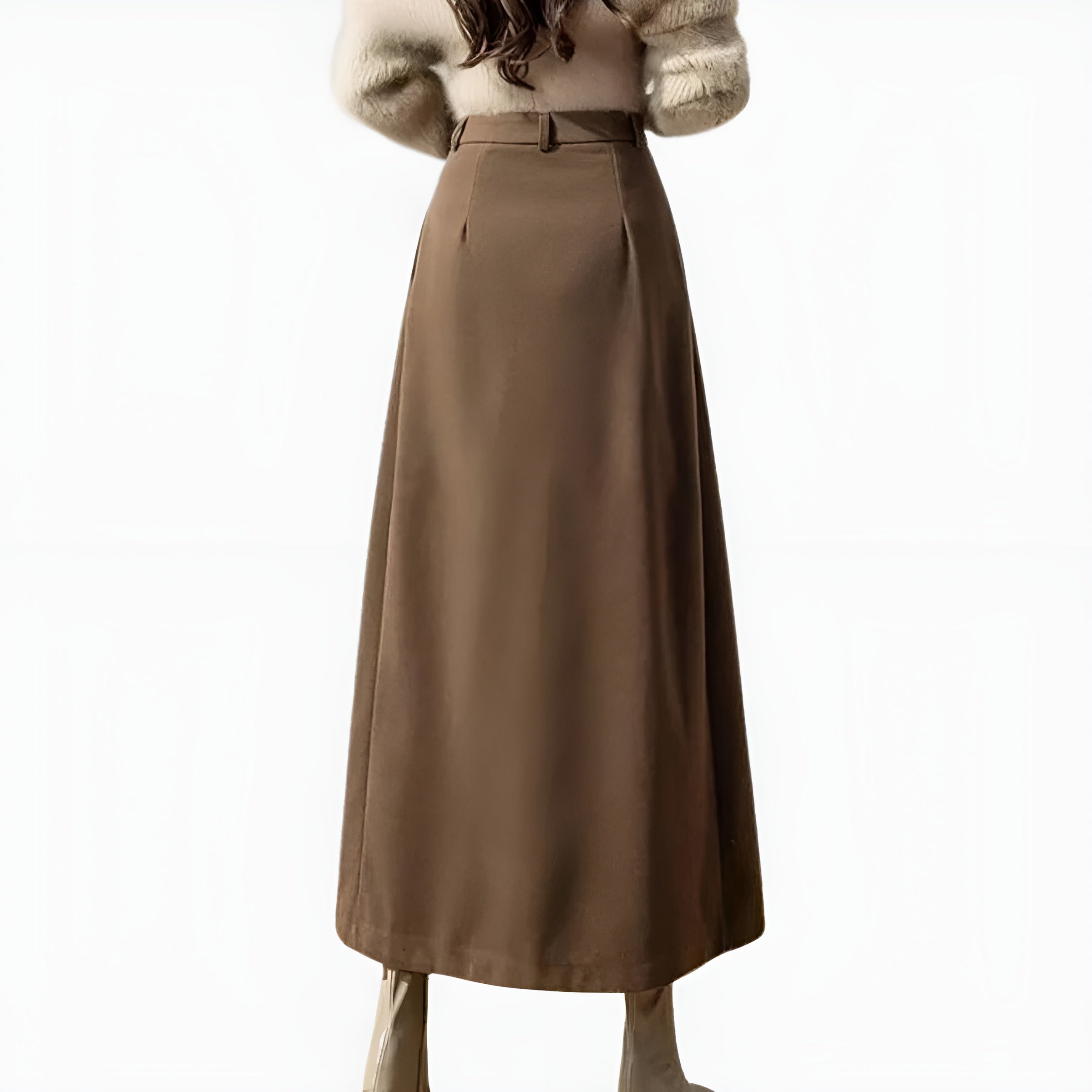 MEWE | High Waisted Pleated Maxi Skirt with A-Line Silhouette Mewe London