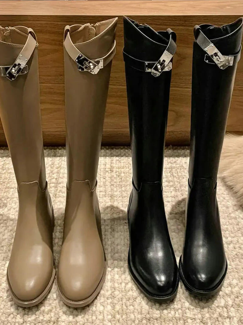 MEWE | Knee-High Riding Boots with Side Buckle Detail