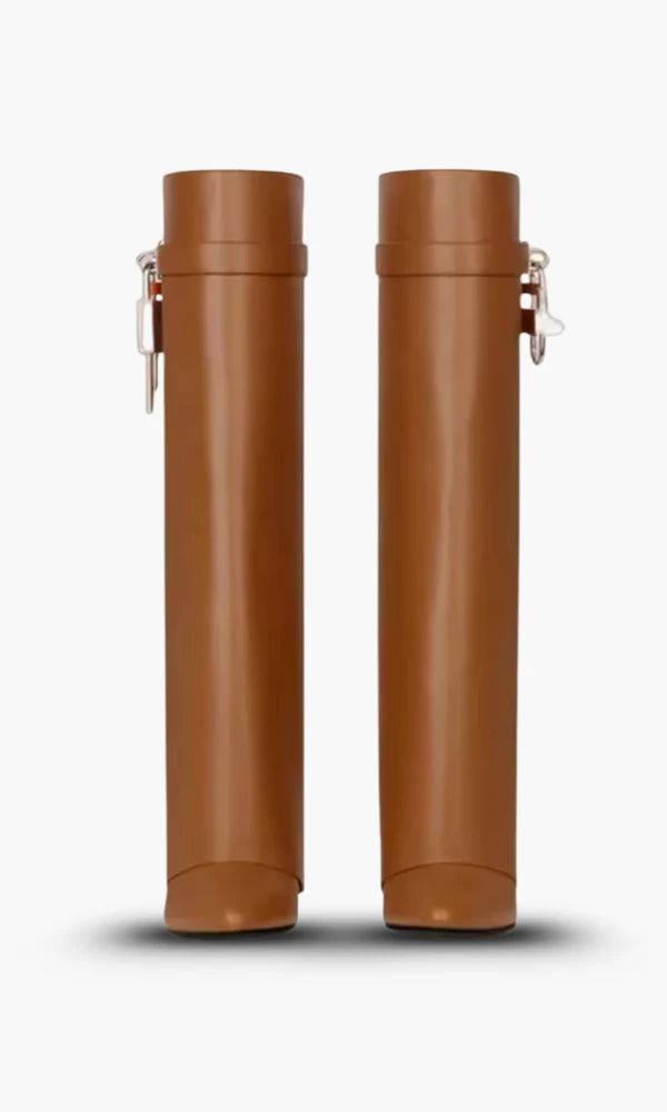 MEWE | Knee-High Wedge Boots with Glossy Finish