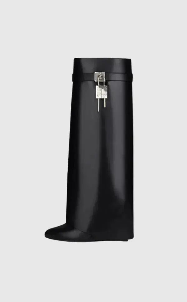 MEWE | Knee-High Wedge Boots with Glossy Finish Mewe London