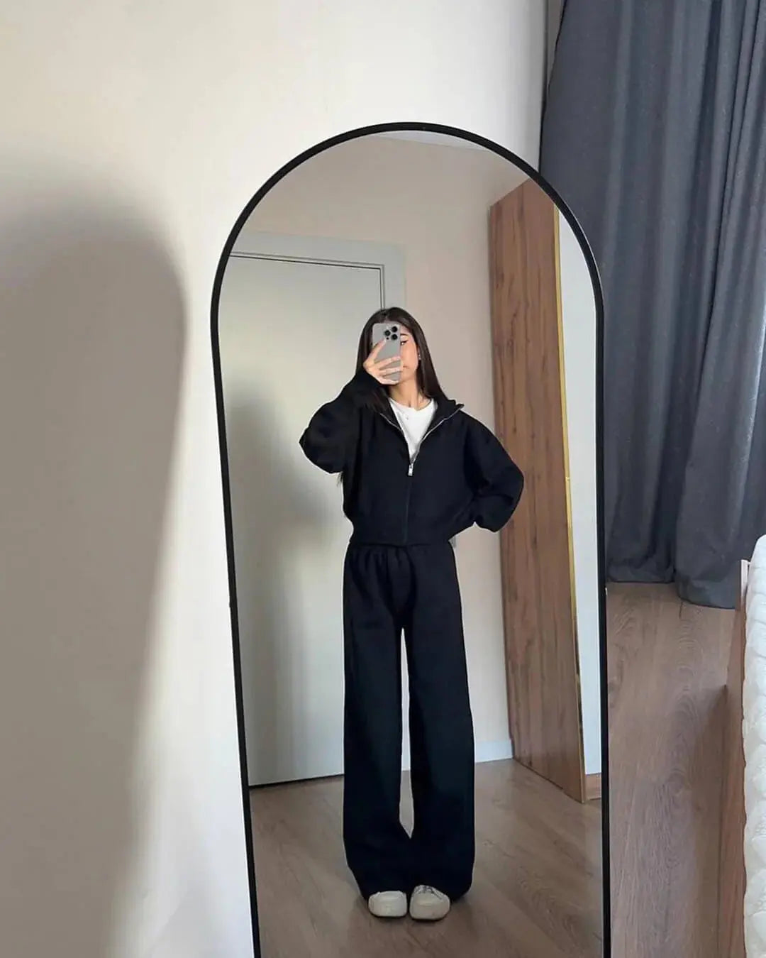 MEWE | Knitted Zip Jacket and Wide-Leg Trousers Set with Stand Collar Mewe London