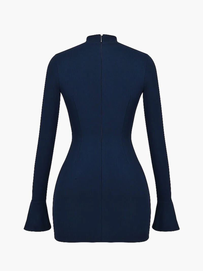 MEWE | Long Sleeve Mini Dress with Peplum Waist Detail