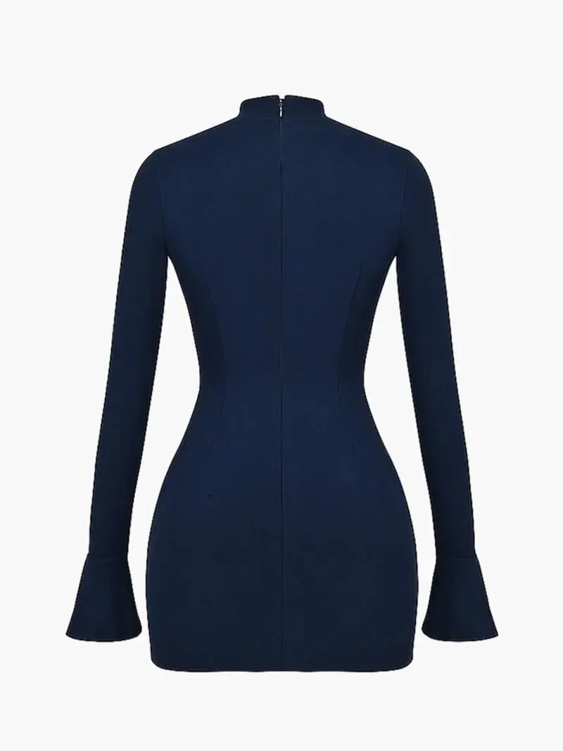 MEWE | Long Sleeve Mini Dress with Peplum Waist Detail Mewe London