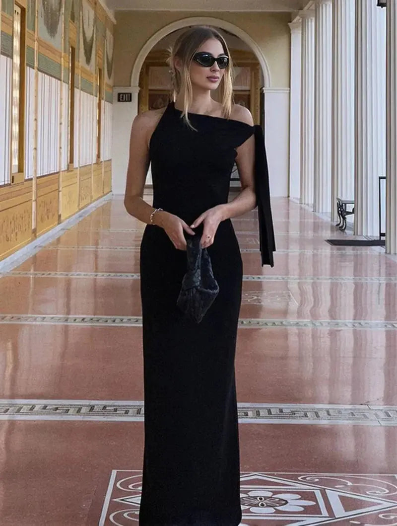 MEWE | One-Shoulder Sleeveless Maxi Dress for Evening Wear