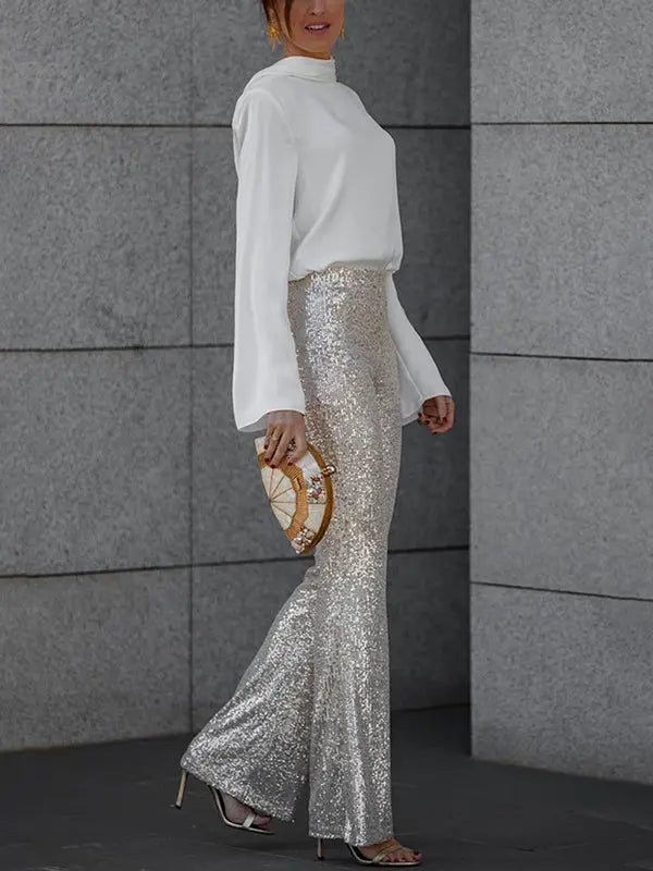 MEWE | Open-Back Satin Shirt with Long Sleeves Mewe London