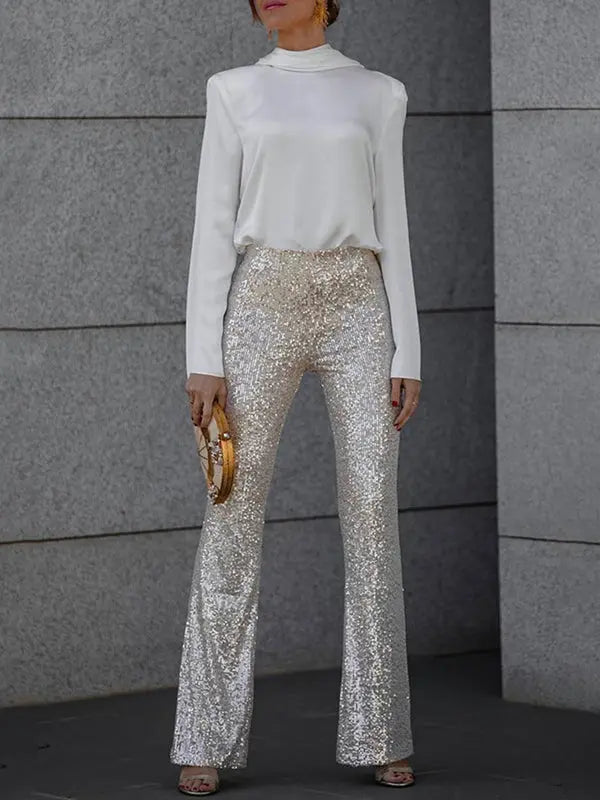 MEWE | Open-Back Satin Shirt with Long Sleeves Mewe London