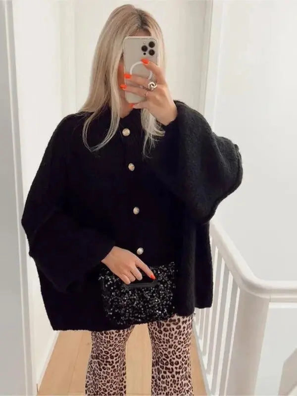 MEWE | Oversized Knitted Cardigan with Button Detail Mewe London