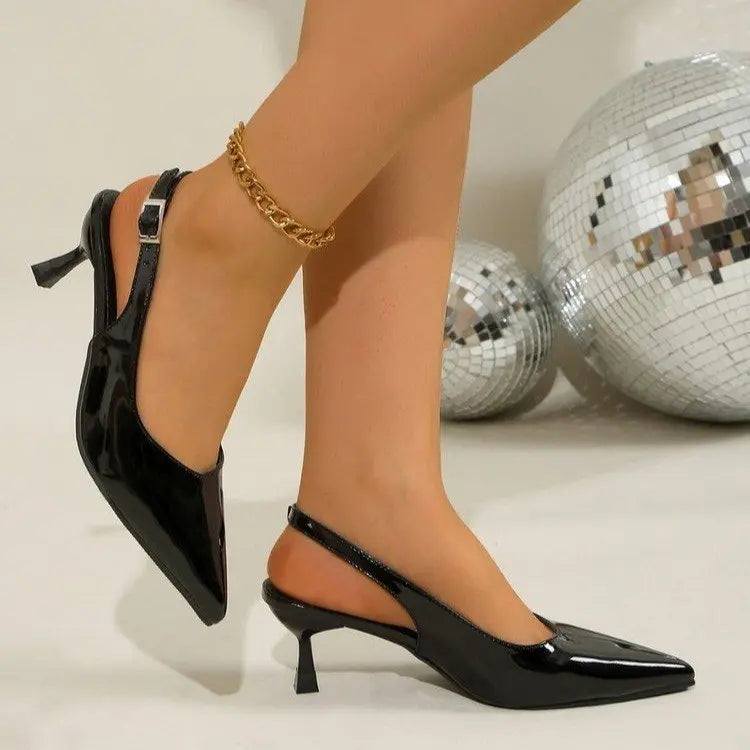 MEWE | Patent Slingback Heels with Pointed Toe Design Mewe London