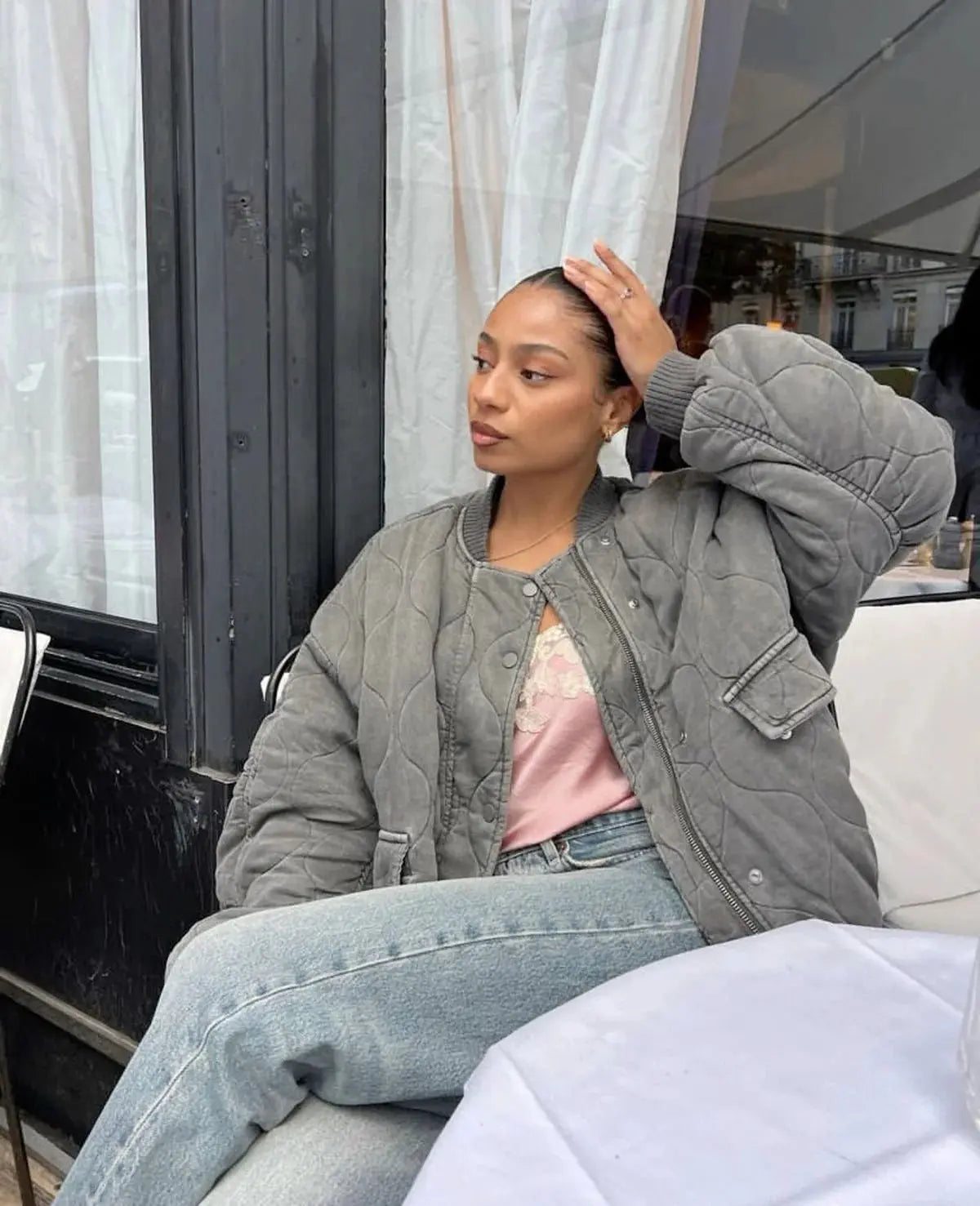 MEWE | Quilted Oversized Bomber Jacket with Flap Pockets Mewe London