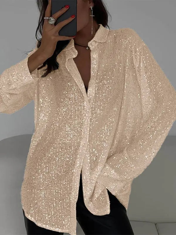 MEWE | Sequined Shirt with Long Sleeves and Collar Mewe London