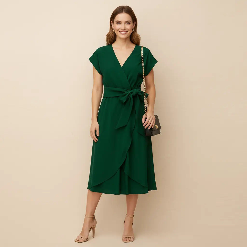 MEWE | Seraphine – Wrap Midi Dress with Waist Tie Mewe London