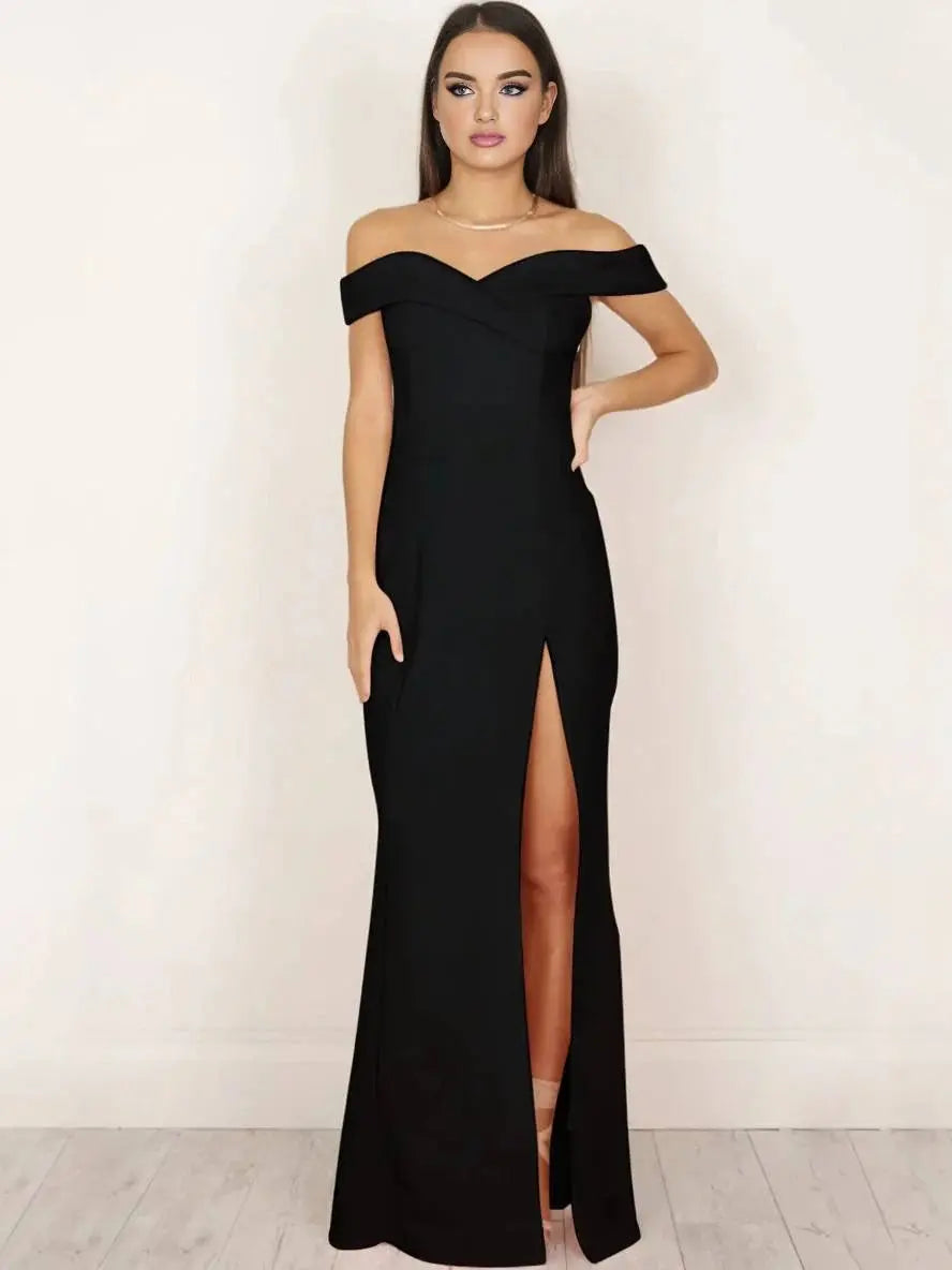 MEWE | Sleeveless Maxi Dress with Boat Neck and Side Slit Mewe London