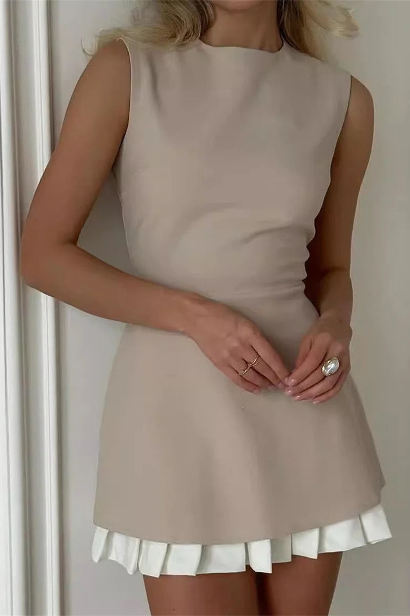 MEWE | Sleeveless Mini Dress with Pleated Hem Mewe London