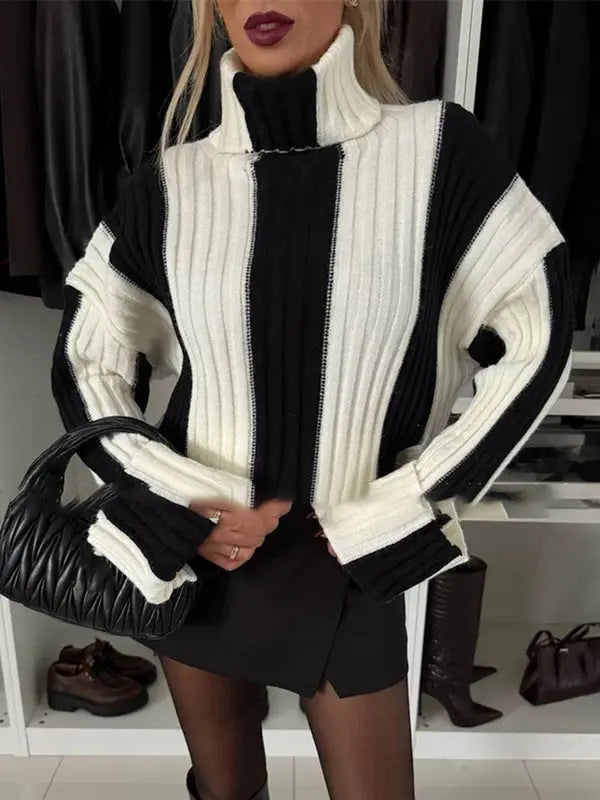 MEWE | Striped Turtleneck Sweater with Long Sleeves Mewe London