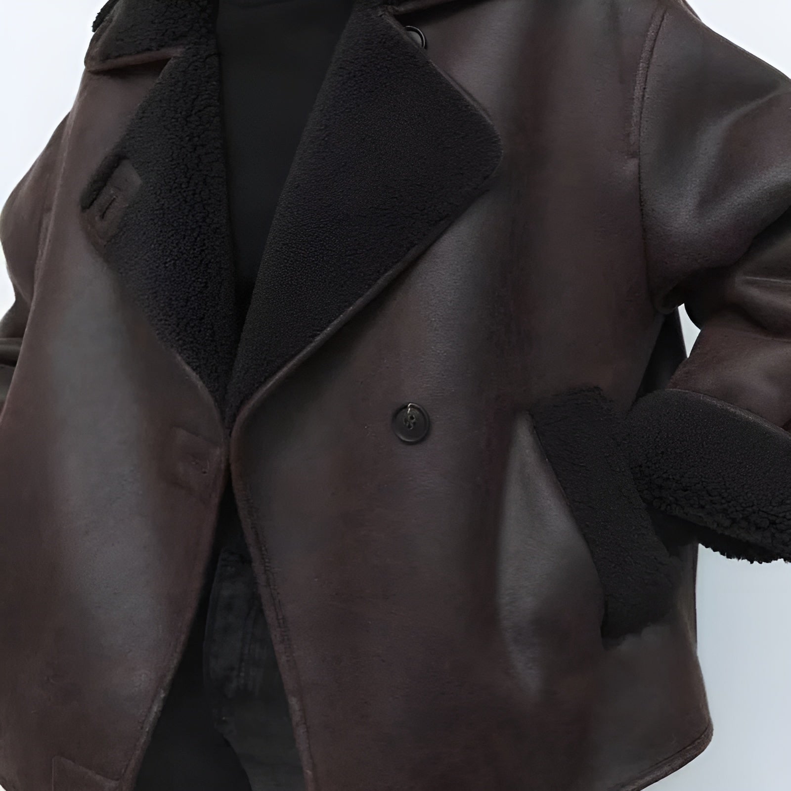 MEWE | Synthetic Shearling Jacket with Lapel Collar for Warmth and Style