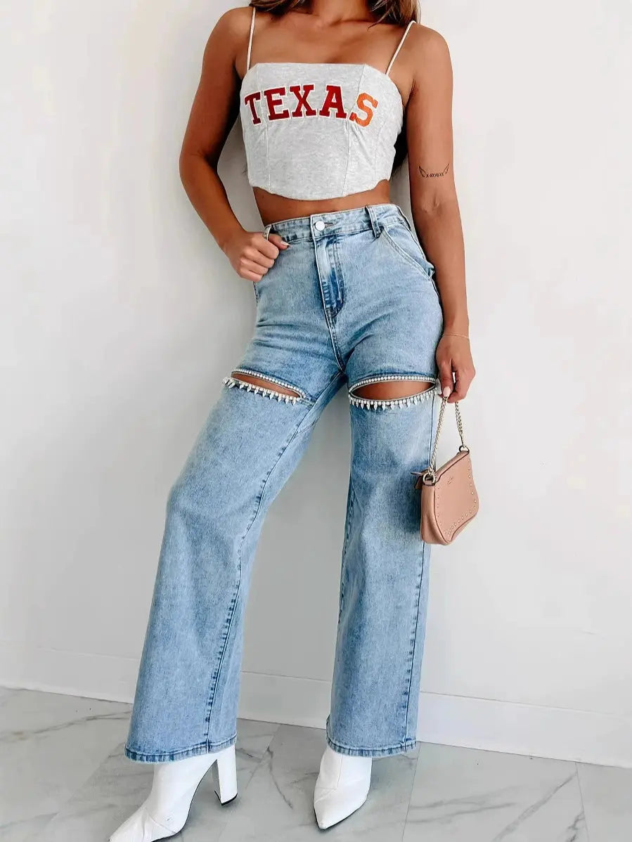 MEWE | Wide-Leg Jeans with Cut-Out Detailing and High Waist Mewe London