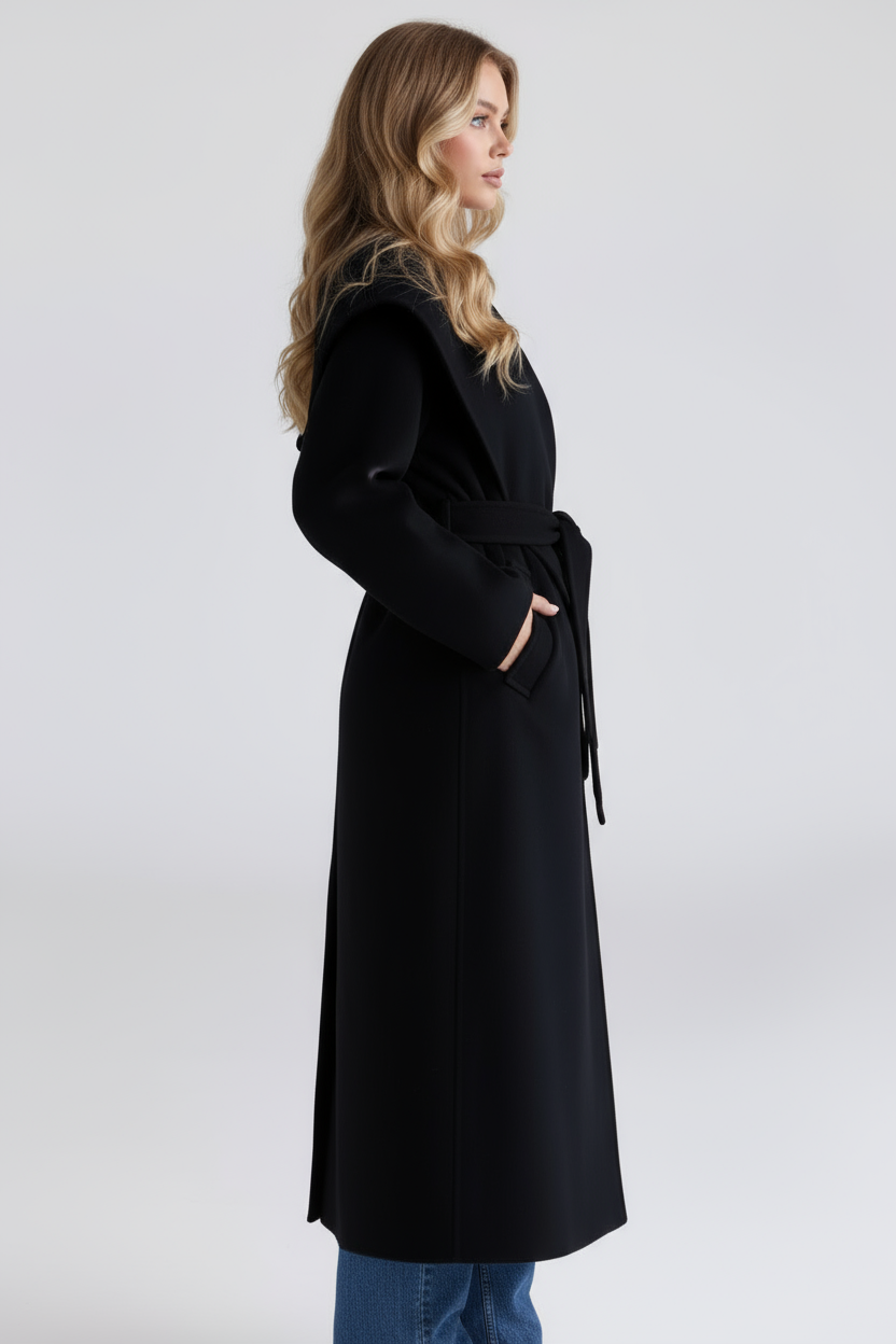 MEWE | Wool Shawl Collar Coat with Belt and Oversized Silhouette