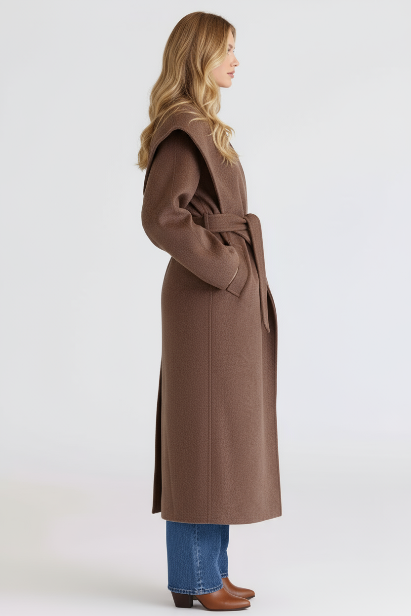 MEWE | Wool Shawl Collar Coat with Belt and Oversized Silhouette