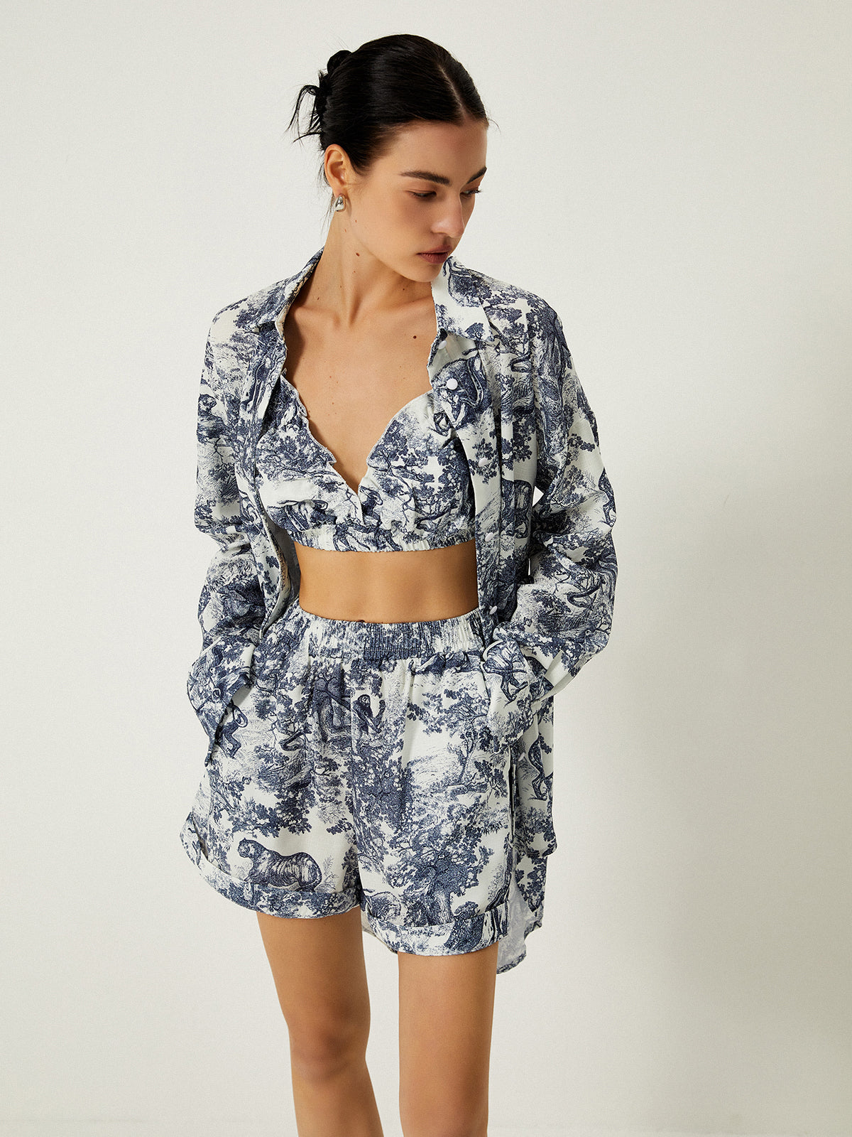 MEWE | 3-Piece Floral Print Shorts Set