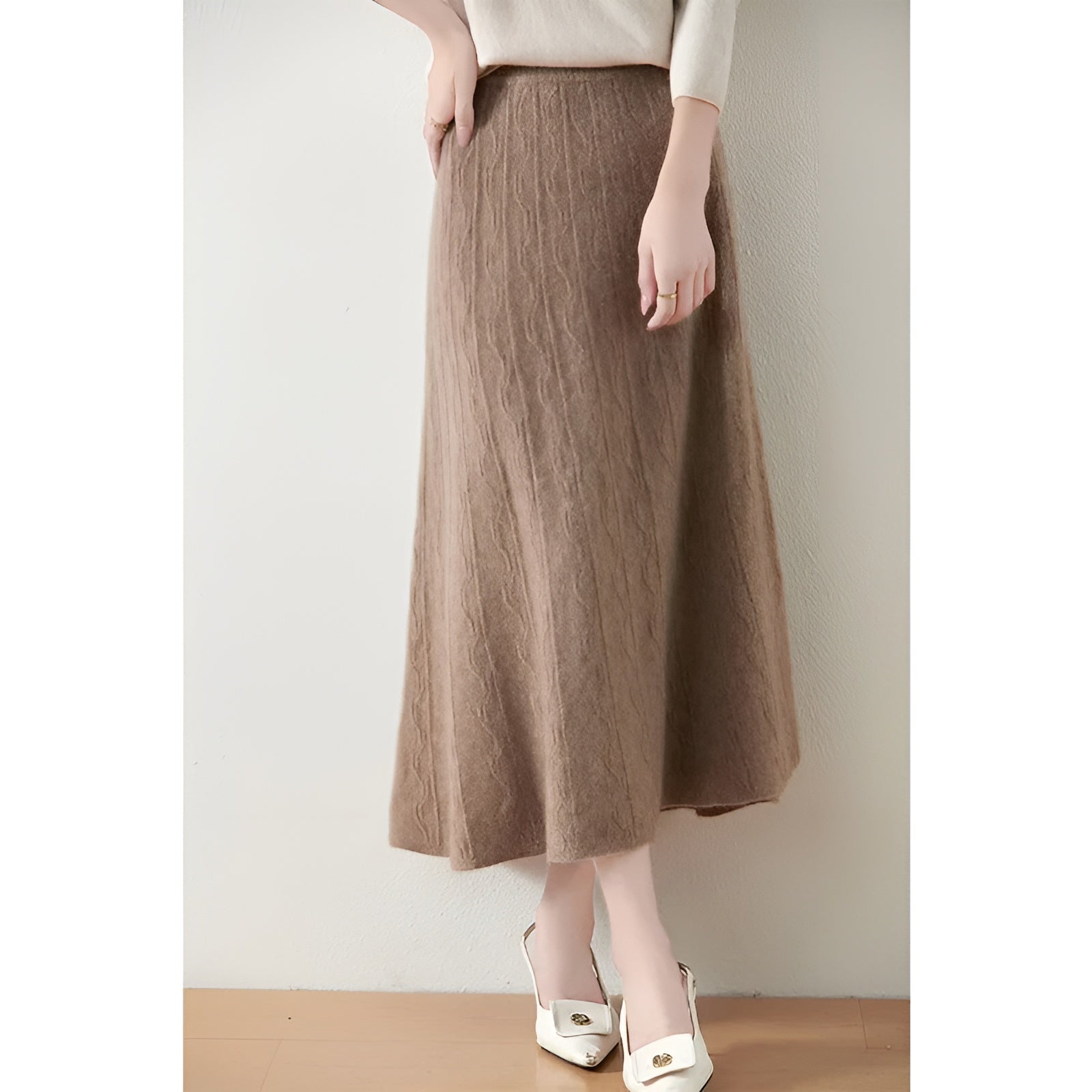 MEWE | A-Line Midi Skirt Merino Wool Knit