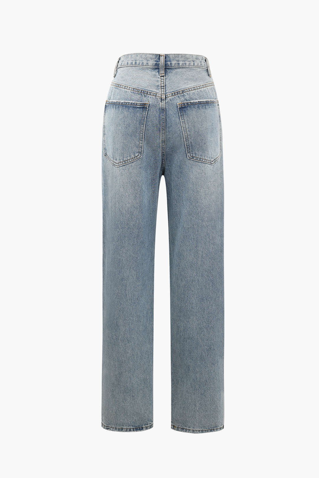 MEWE | Asymmetric High-Waisted Straight-Leg Jeans with Waistband