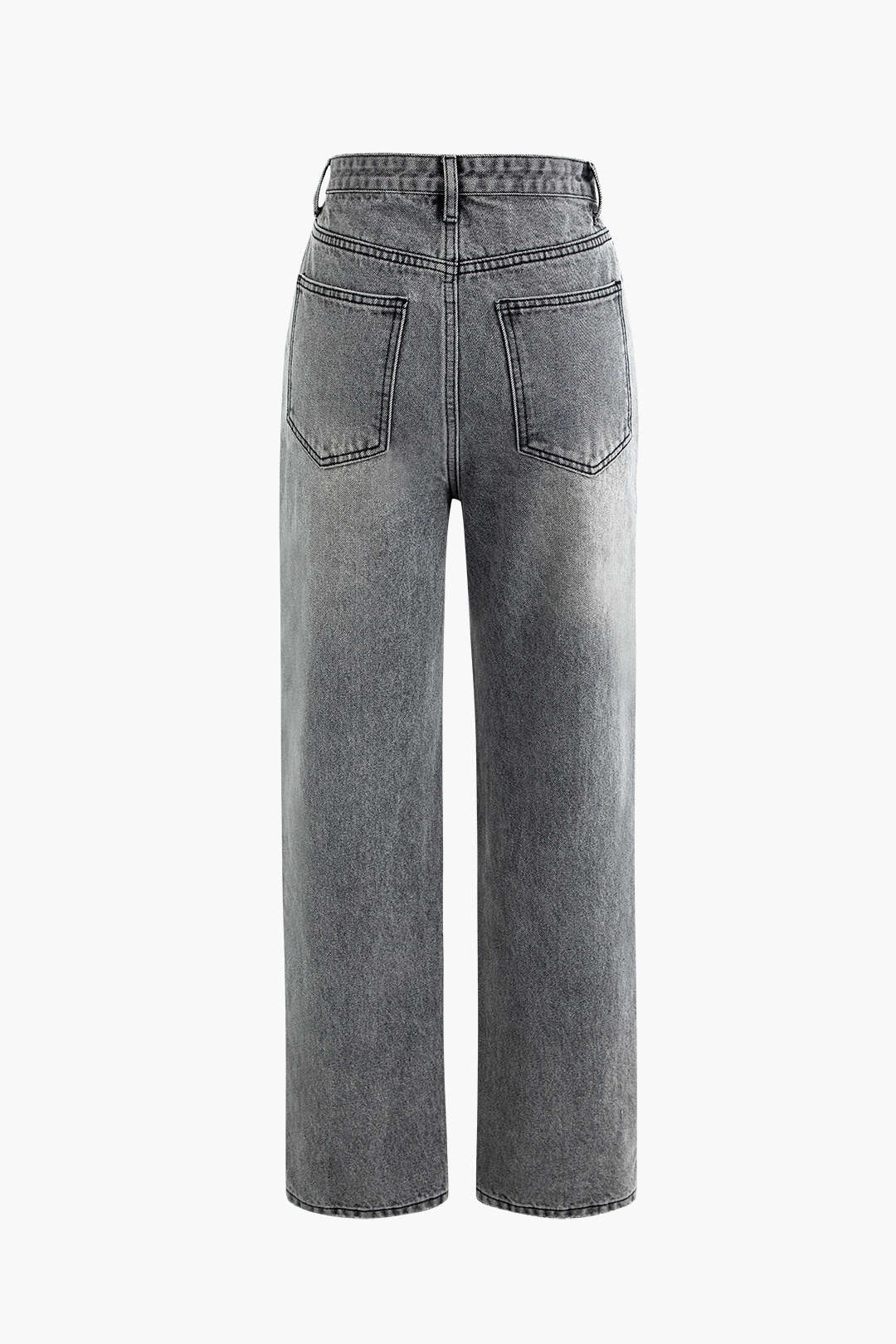 MEWE | Asymmetric High-Waisted Straight-Leg Jeans with Waistband