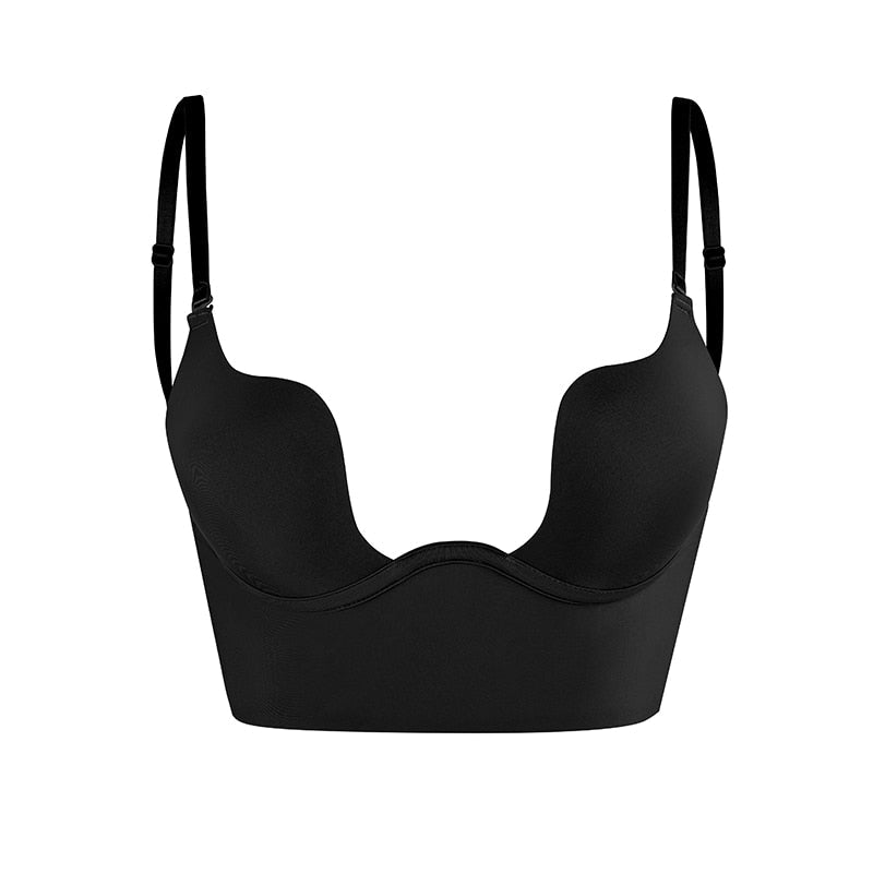 MEWE | Backless Bra with Clear Straps and Deep Plunge Front Mewe London