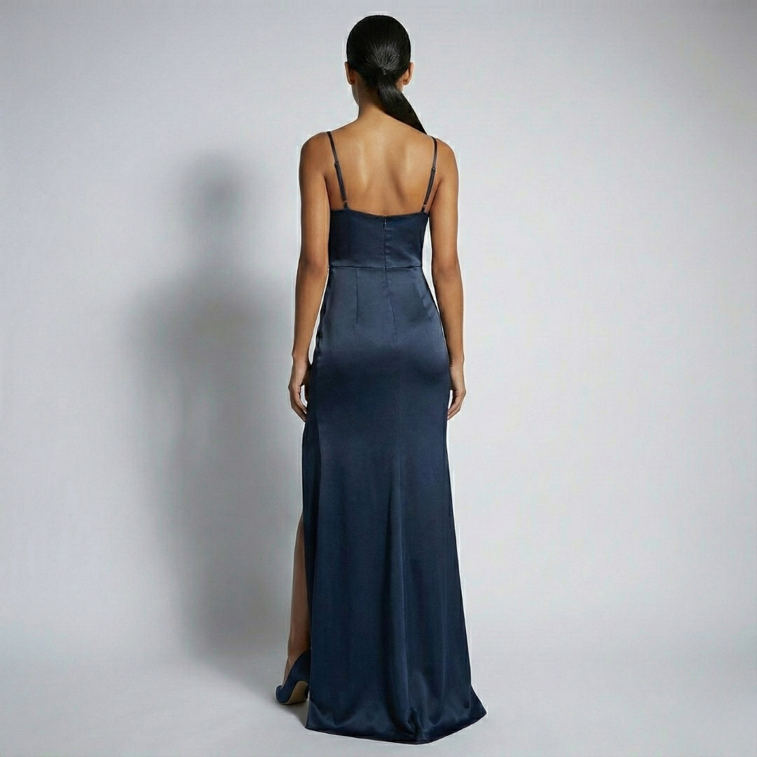 MEWE | Backless Satin Maxi Dress Slit