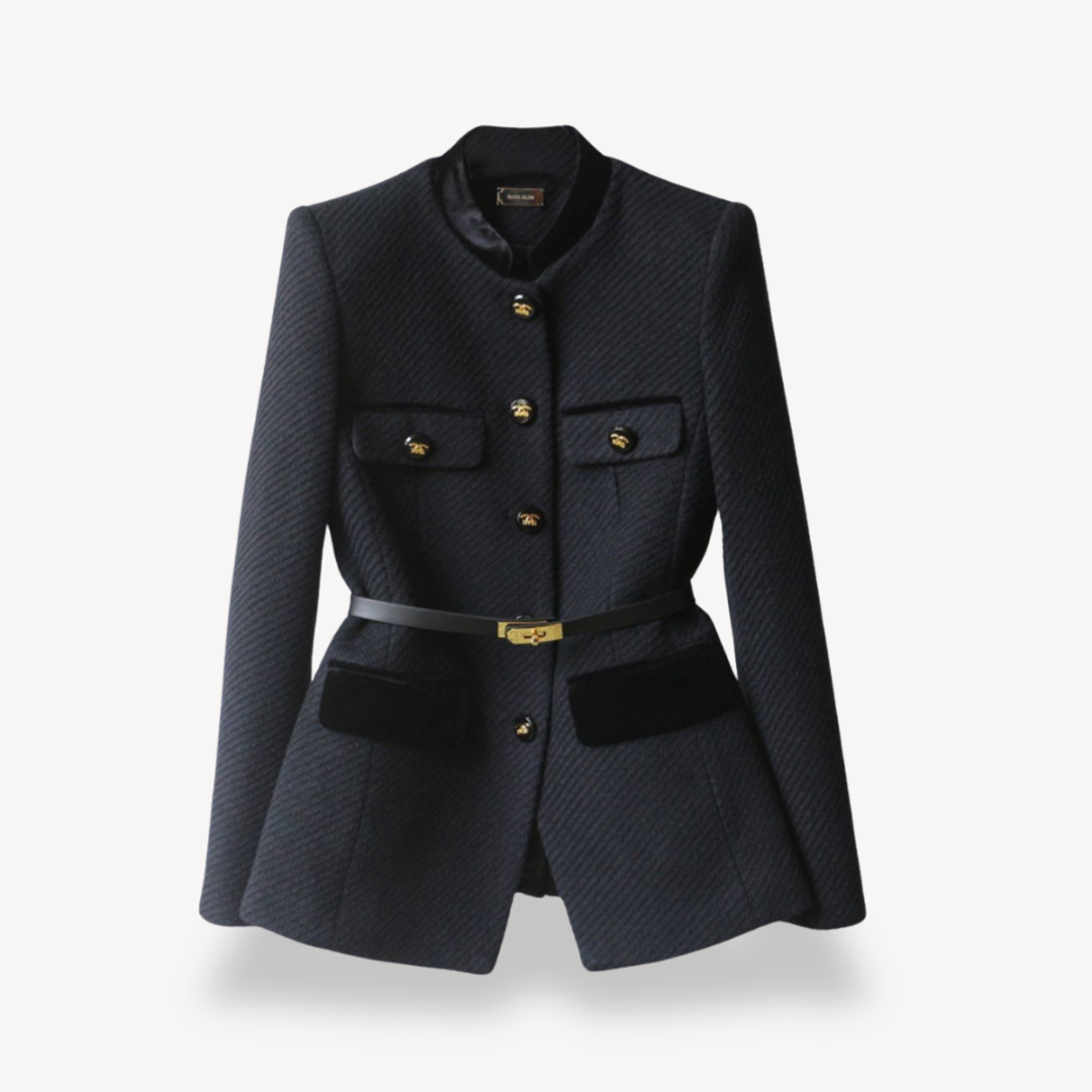 MEWE | Belted Structured Blazer with Button-Front Closure Mewe London