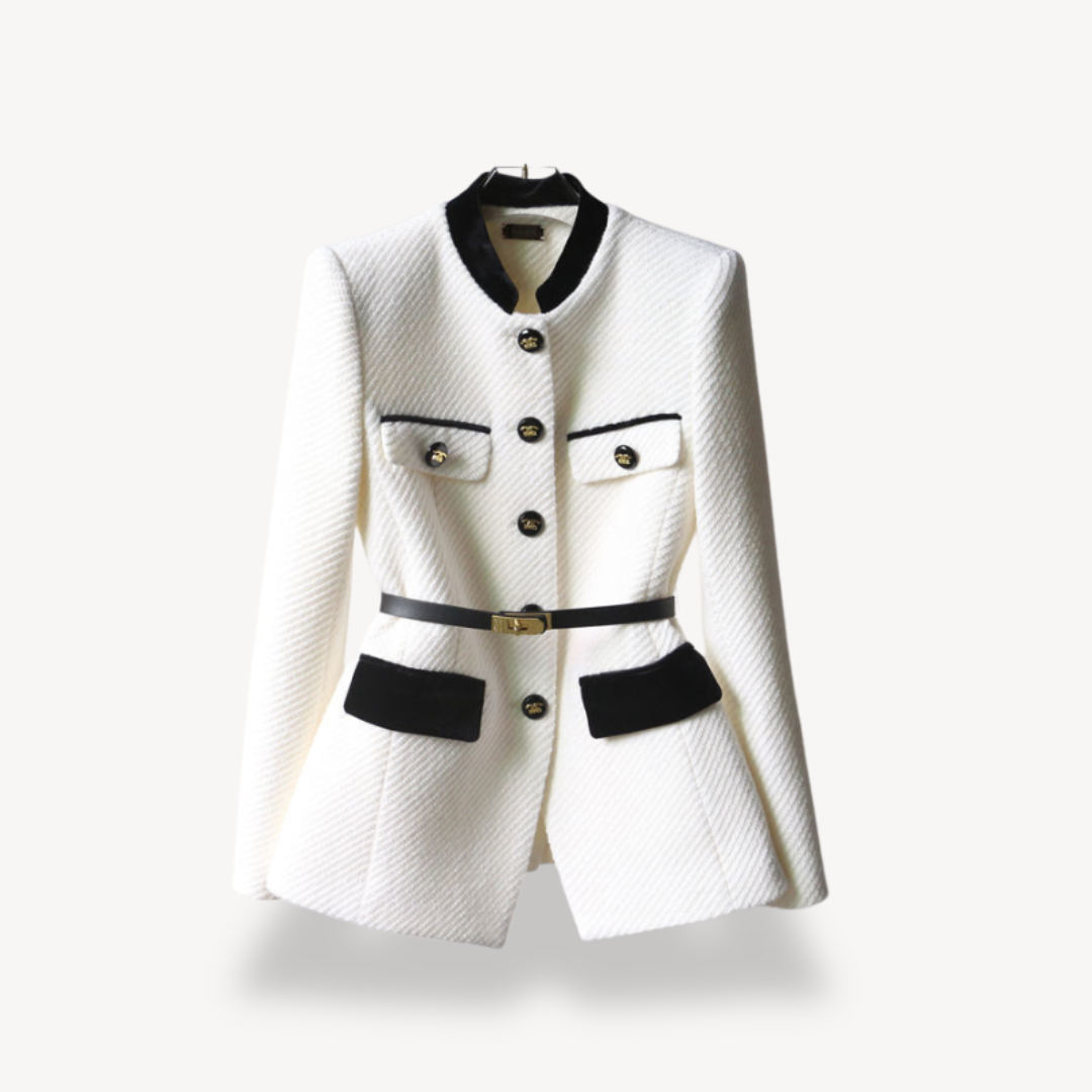 MEWE | Belted Structured Blazer with Button-Front Closure Mewe London