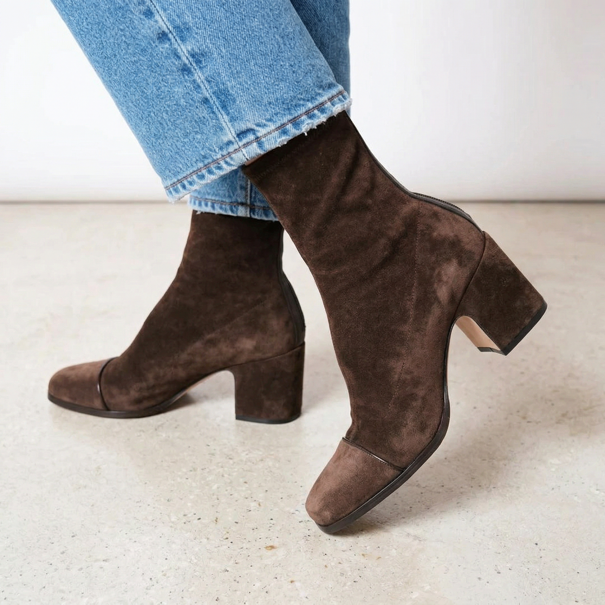 MEWE | Block Heel Ankle Boots with Square Toe Mewe London