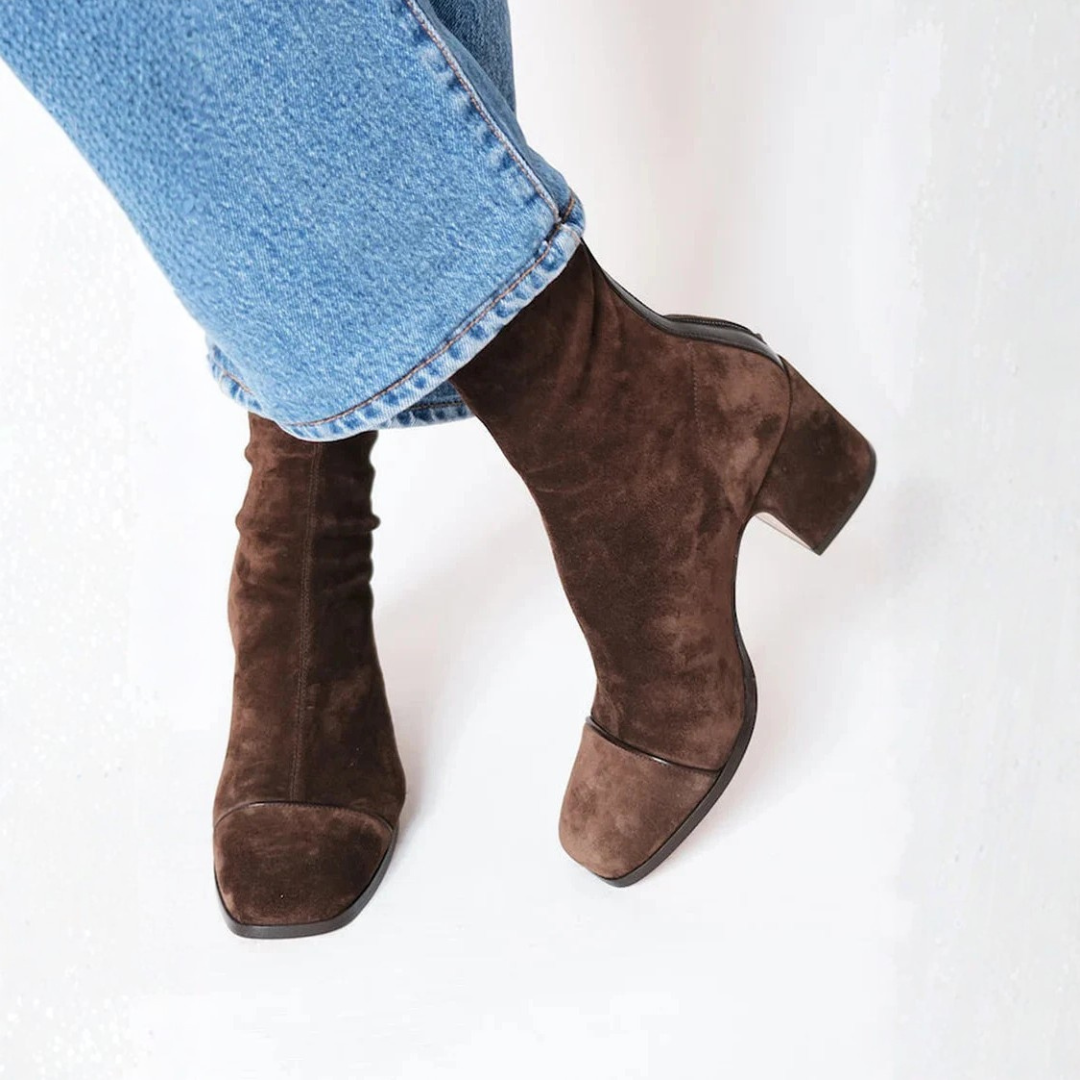 MEWE | Block Heel Ankle Boots with Square Toe Mewe London