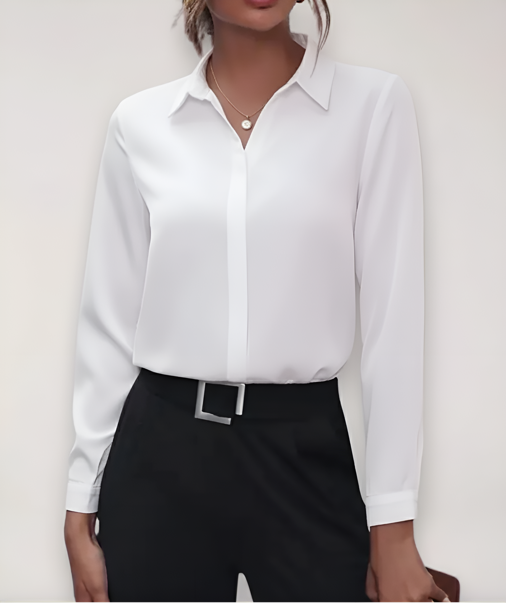 MEWE | Button-Up Blouse with Long Sleeves and Collar Mewe London