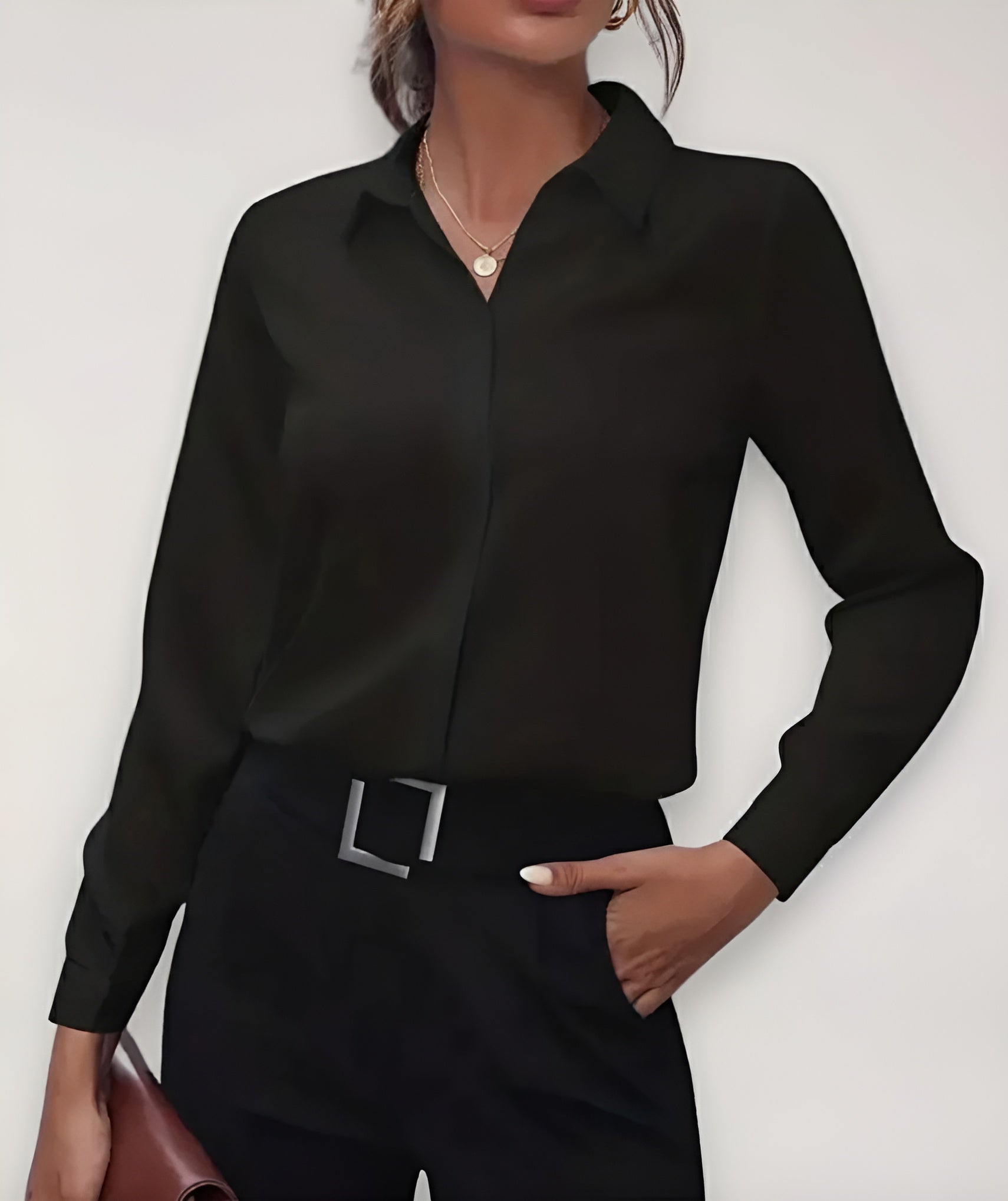 MEWE | Button-Up Blouse with Long Sleeves and Collar Mewe London