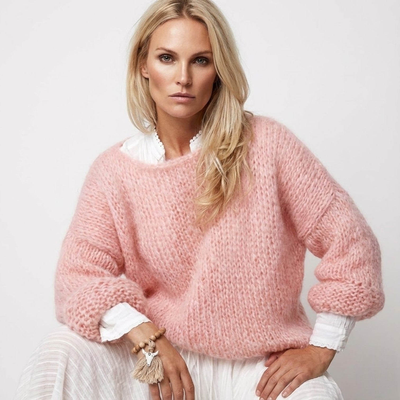MEWE | Chunky Knit Jumper with Wide Neck and Dropped Shoulders Mewe London