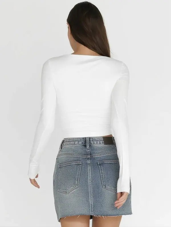 MEWE | Cropped Boat-Neck Top with Long Sleeves Mewe London