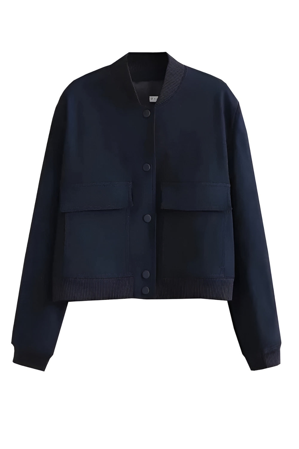 MEWE | Cropped Snap Button Bomber Jacket with Flap Pockets Mewe London