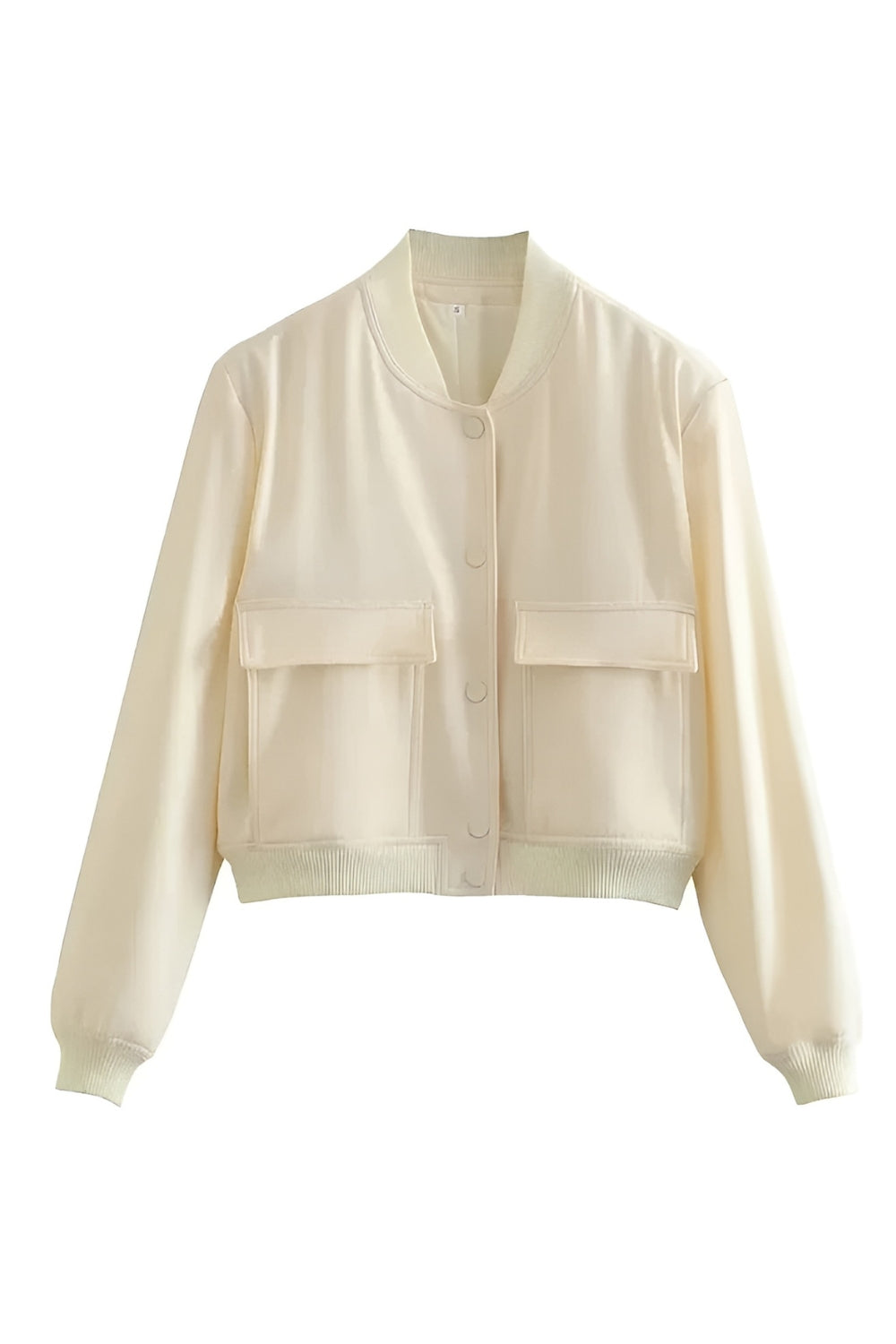 MEWE | Cropped Snap Button Bomber Jacket with Flap Pockets Mewe London