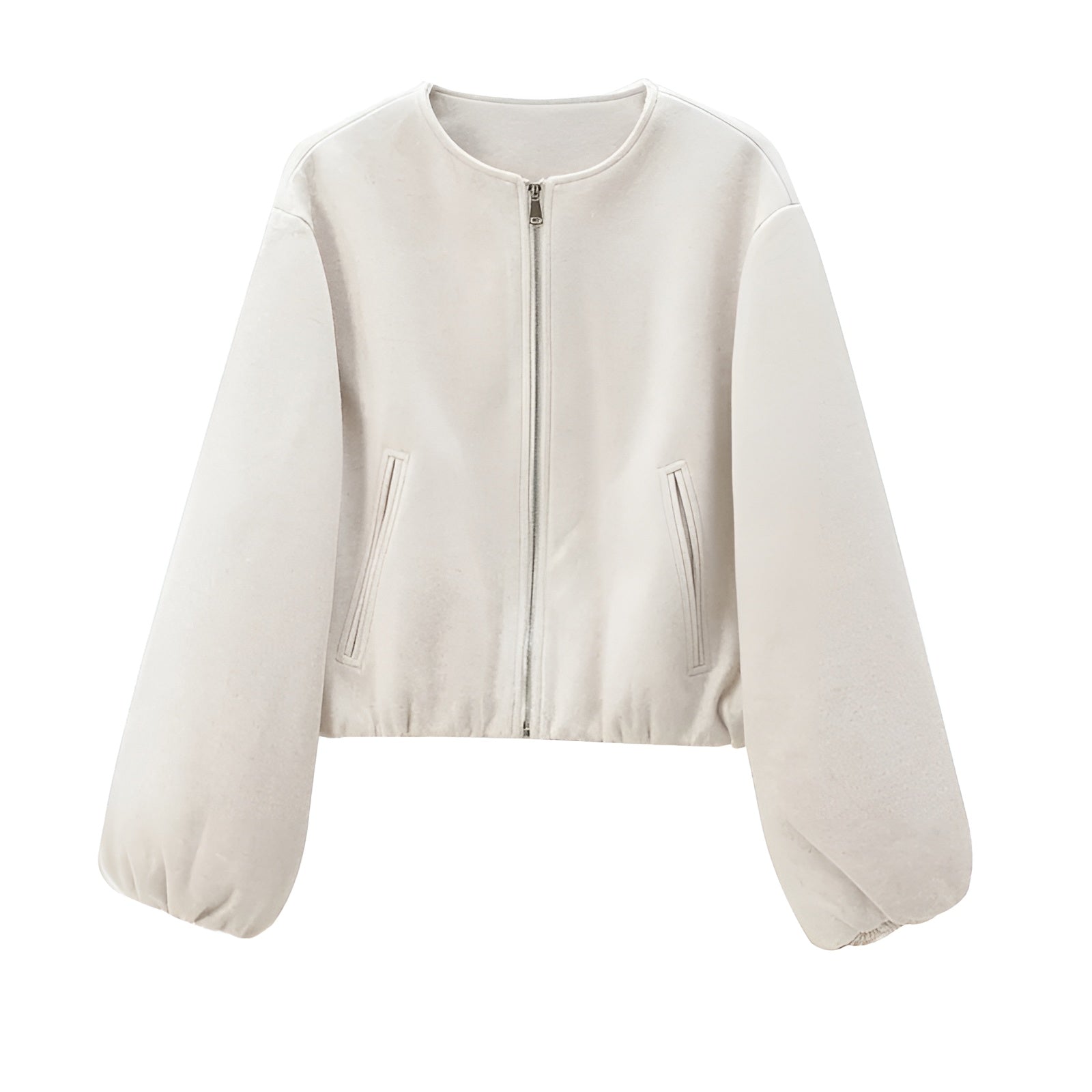 MEWE | Cropped Zip Front Bomber Jacket with Balloon Sleeves Mewe London