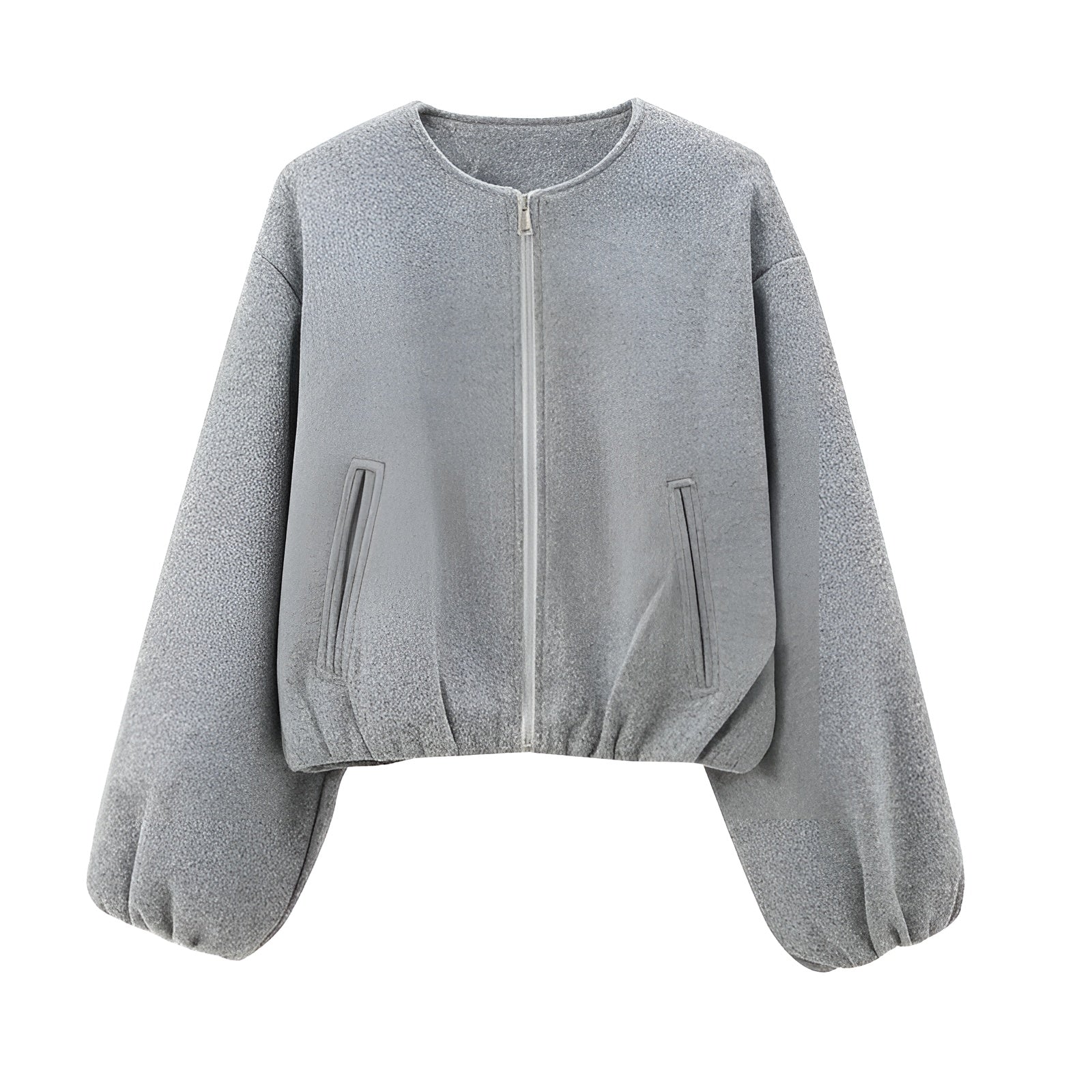 MEWE | Cropped Zip Front Bomber Jacket with Balloon Sleeves Mewe London